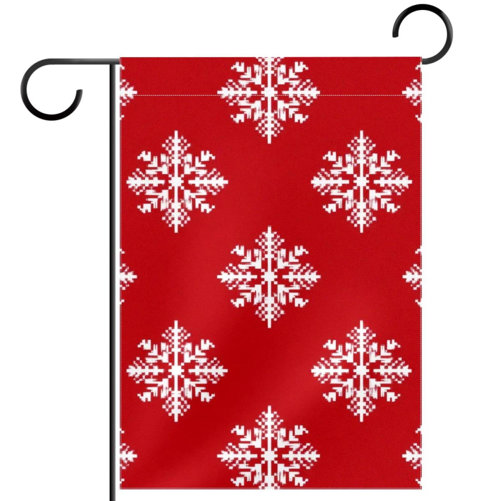 Welcome Cute Christmas Snowflake Pixel Red Pattern Garden Flag ...