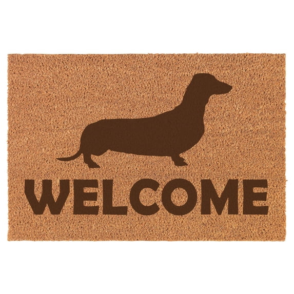 Welcome Dachshund Doormat Brown Natural Coir Rectangular Front Entry Non Slip Door Mat (16 in. x 24 in.)