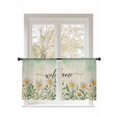 thumbnail image 1 of Welcome Daisy Sheer Curtains 2 Panels Set Flower Pastoral Green Watercolor Linen Texture Lihgt Filtering Rod Pocket Voile Drape, Semi Sheer Window Curtains for Bedroom Living Room, 52"x45", 1 of 5