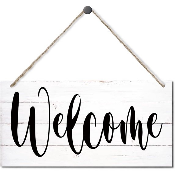 Welcome Decor Sign, Hanging Metal Sign Home Decorative, Printed Metal Wall Art Sign, Indoor or Outdoor Welcome Sign, Rustic Front Door Decor, Farmhouse Porch Decor, Home Hanging Decor Sign 12" x 8"