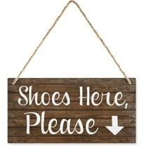 Welcome Decor Sign, Wood Decor Sign Shoes Here Please Arrow Wood Door Sign Retro Wooden Public Decorative Hanging Sign For Home Door Fence Vintage Wall Plaques Decoration 5X10Inch