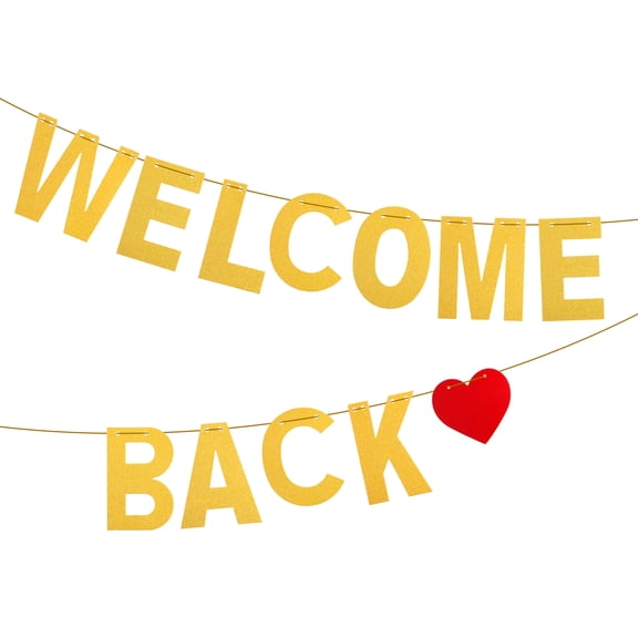 Moluckfu Glitter Plated Gold Welcome Back Banner for School Party Decoration with Unique Patterns