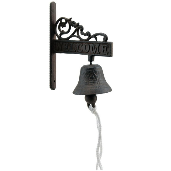 Welcome Dinner Bell Distressed Brown Cast Iron by Flag Emotes