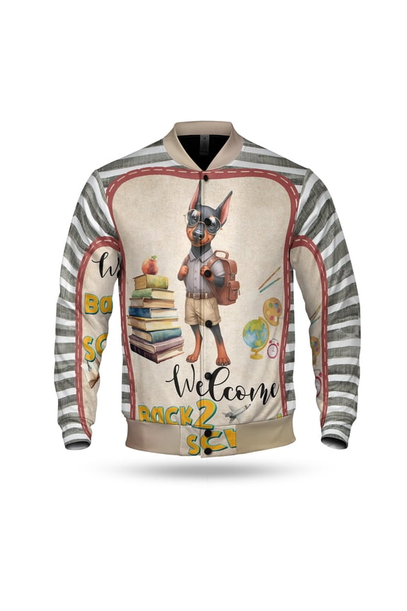 Welcome Doberman Pinscher Back to School Vintage Retro All Over Print 3D Baseball Jacket Doberman Dog Lover Gifts Bomber Jacket Softball - 02012