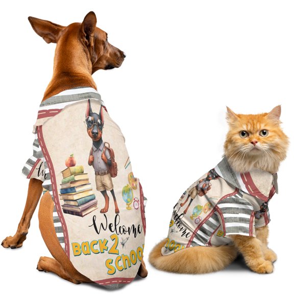Welcome Doberman Pinscher Back to School Vintage Retro Hawaiian Summer Shirt for Small Medium Large Dog Cat Doberman Dog Lover Gifts - 02012