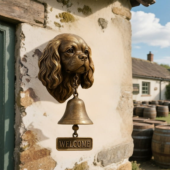 Welcome Door Hanging Bell, Dog Themed Door Tags, Funny Charlies Welcome Sign Vintage Bronze Color Door Bell