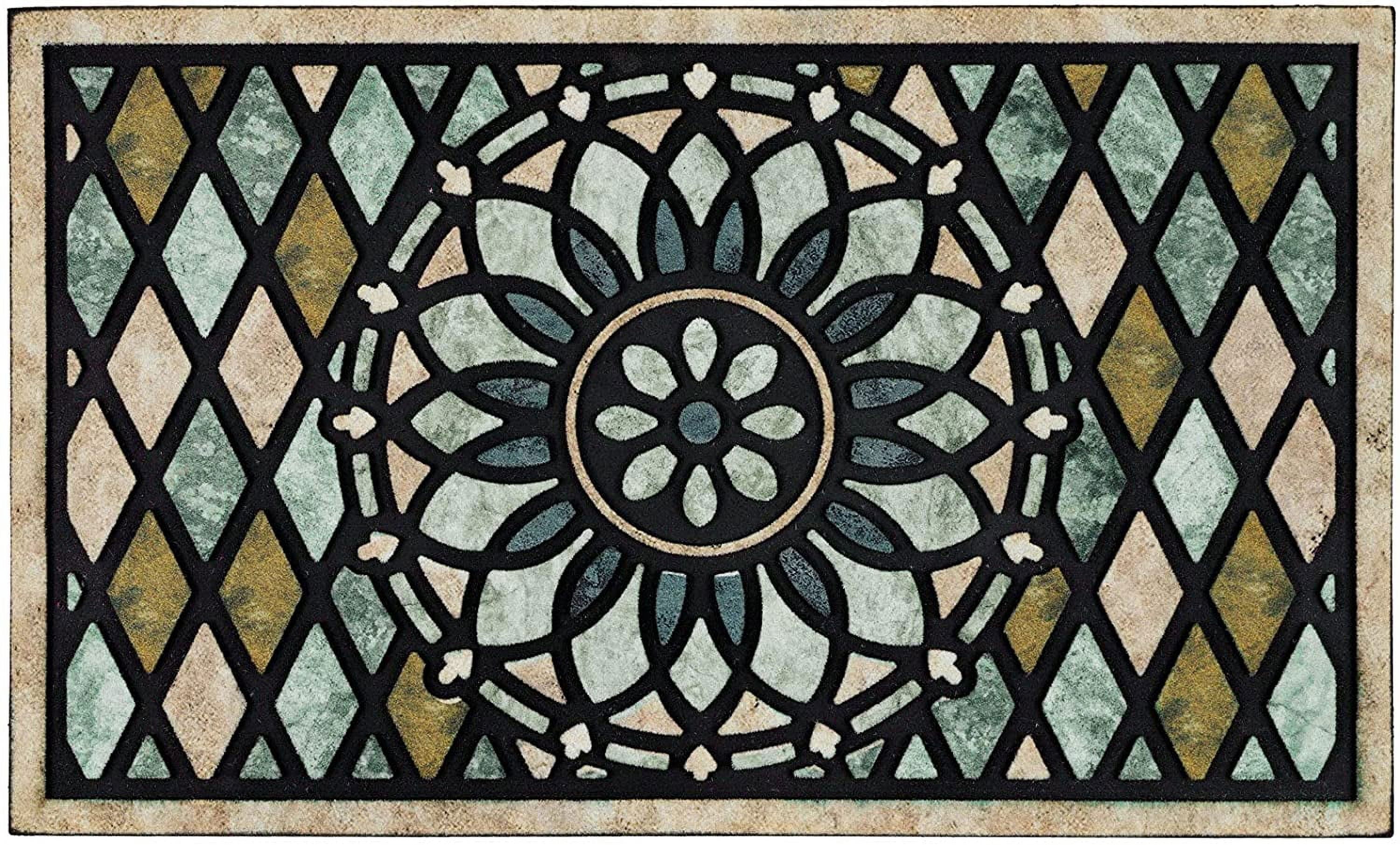 Welcome Door Mat 17x 30 Inch Front Doormat Outdoors for Home Entrance Outdoors Mat for Outside Entry Way Doormat Entry Rugs, Heavy Duty Non Slip Rubber Back Low Profile, Flower