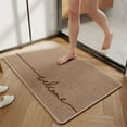 thumbnail image 1 of Welcome Door Mat Absorbent Non Slip Indoor Entrance Rug Washable Low Profile Floor Pad Brown 24x16 Inch 1 Count, 1 of 6