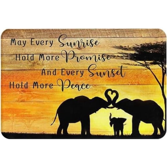 Welcome Door Mat Every Sunrise Hold More Promise Elephants Decoration Doormat Non-Slip Absorbent Resist Dirt Area Rug Entrance Inside Floor Mats for Home Bedroom Kitchen Front Porch 16x24 Inch