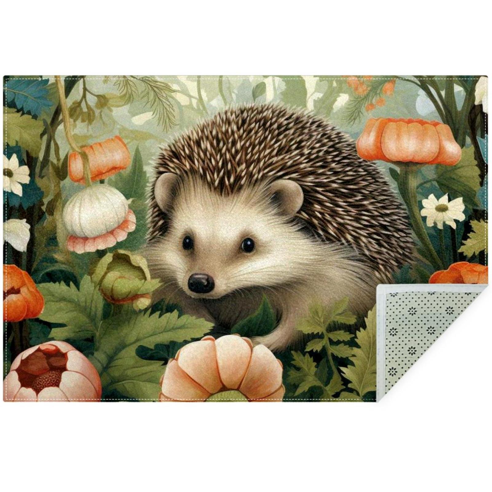 Door Mat Non Slip Area Rug Indoor Outdoor Carpet Hedgehog Home