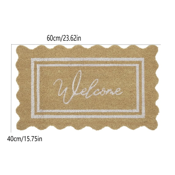 Welcome Door Mat Outdoor Entrance Rug Natural Fiber Wave Edge Doormat,Non Slip Dirt Trapper Heavy Duty Scraper Floor Carpet,Front Back Door Porch Patio Entryway Home Decor All Season Use-A