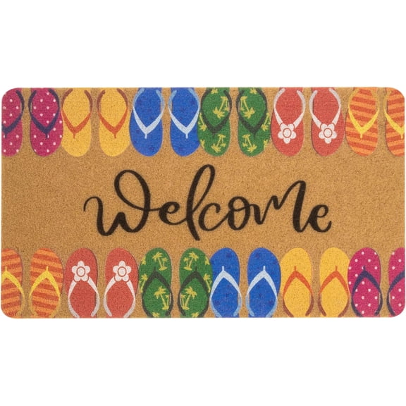 Welcome Door Mat Outside Entrance for Front Door, Indoor, Outdoor, Entryway, Slip Dirt-Trapping Thin Porch Doormat for Garden, Patio