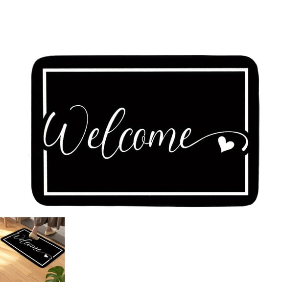 Welcome Door Mat, Washable Front Door Mat Outside Entrance with Non-Slip Rubber Backing 24''x35'',E