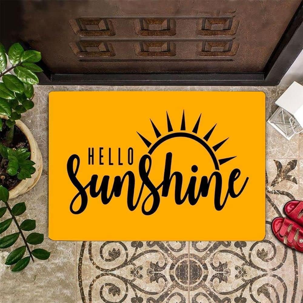 Door Mats Hello Sunshine Non Slip Rubber Backed Entryway Rugs