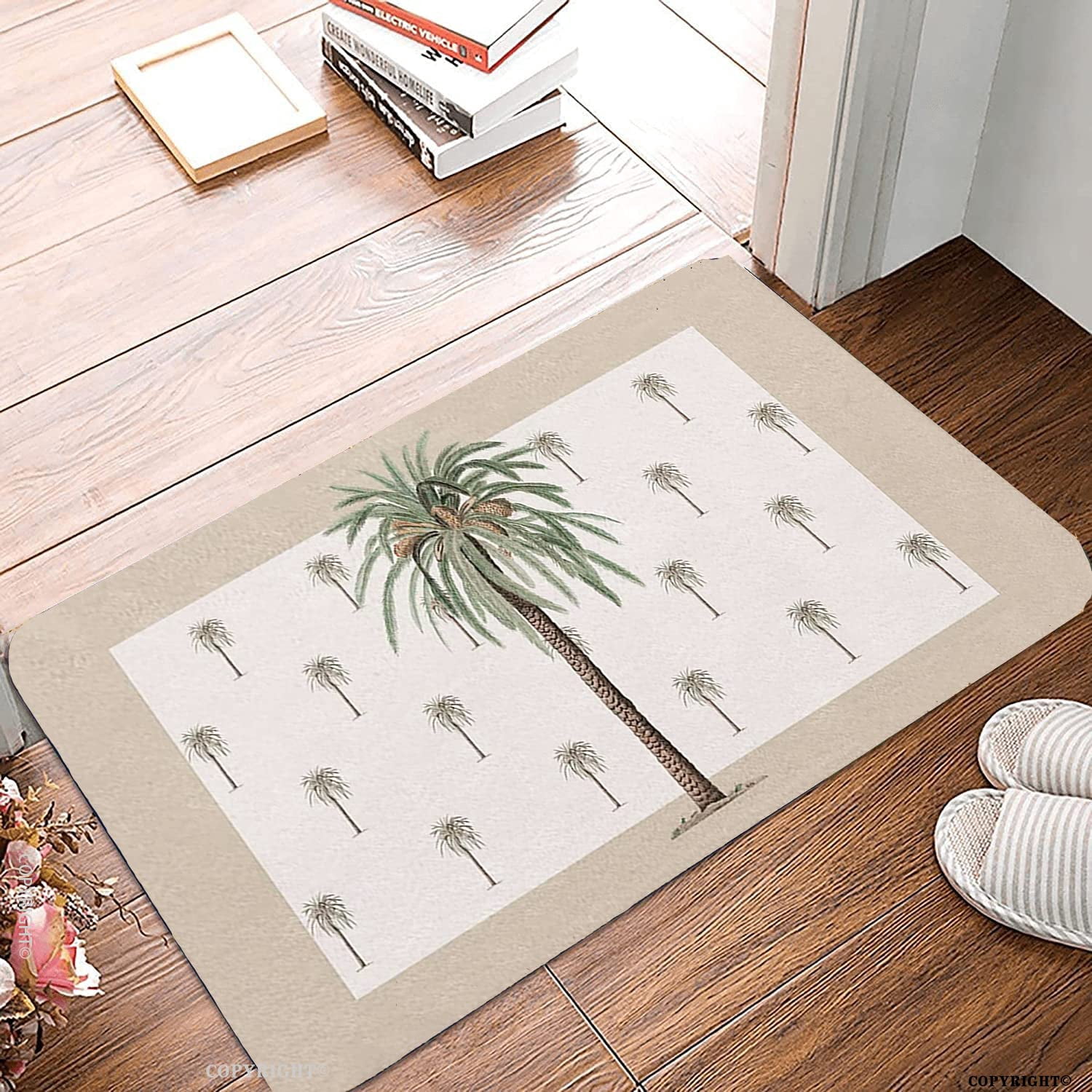 Welcome Door Mats Summer Tropical Palm Trees Greeting Front Porch Rugs ...