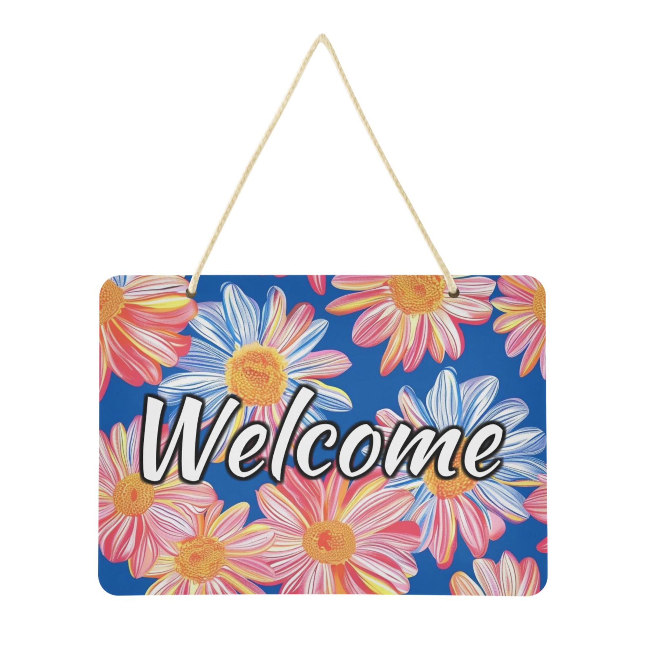 Welcome Signs Retangular Welcome Door Sign Decoration Abstract Flowers 13.8