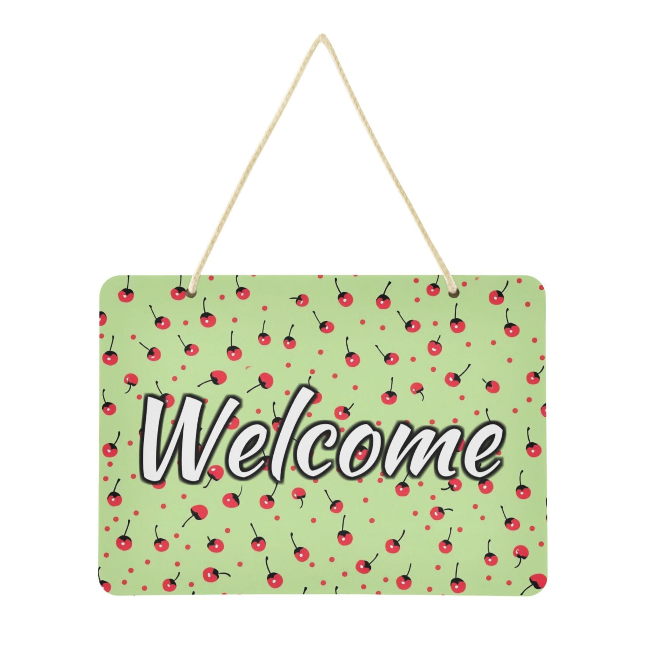 Door Sign Decoration Cherry Fruits 13.8" Rectangular Front
