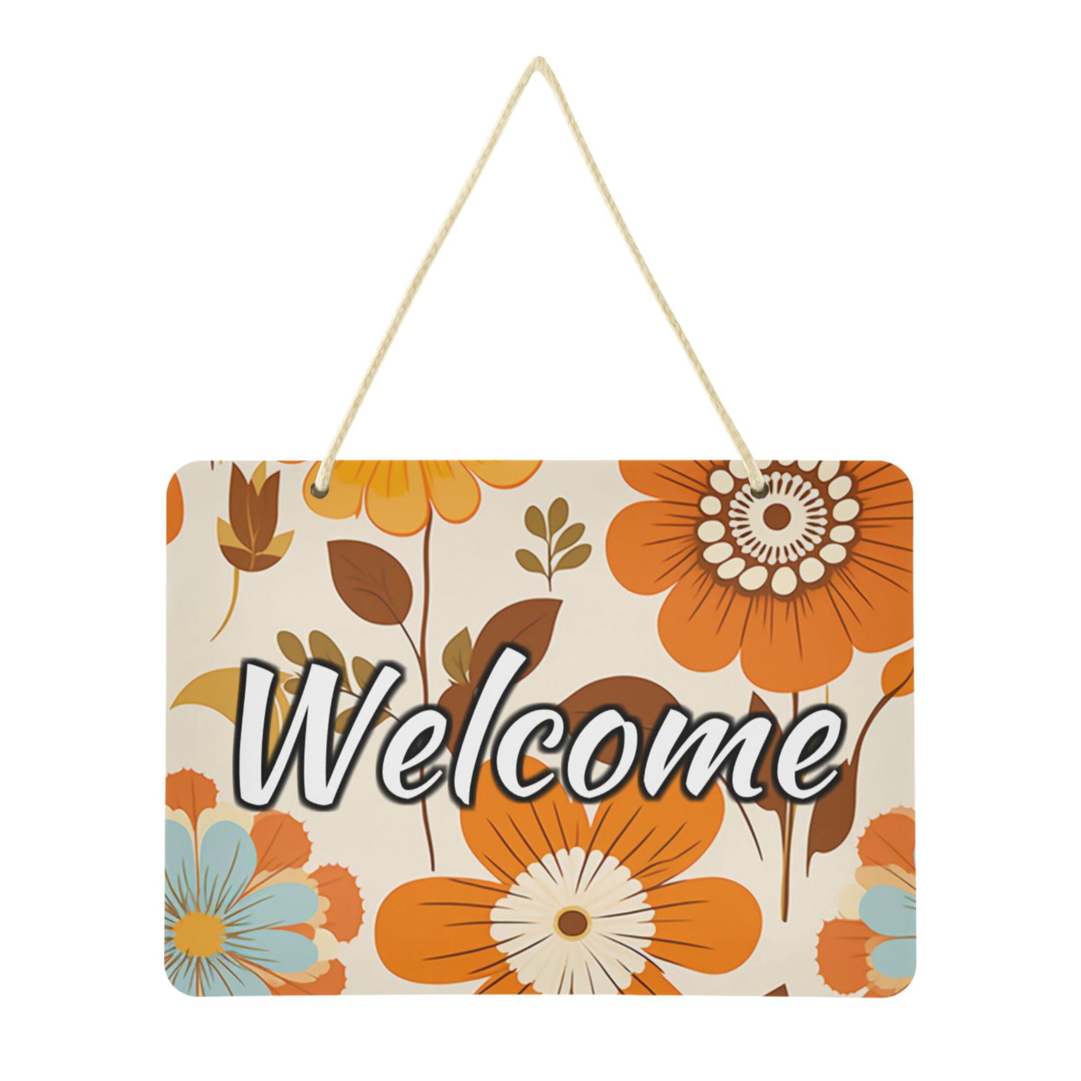 Welcome Signs Retangular Welcome Door Sign Decoration Flowers 13.8