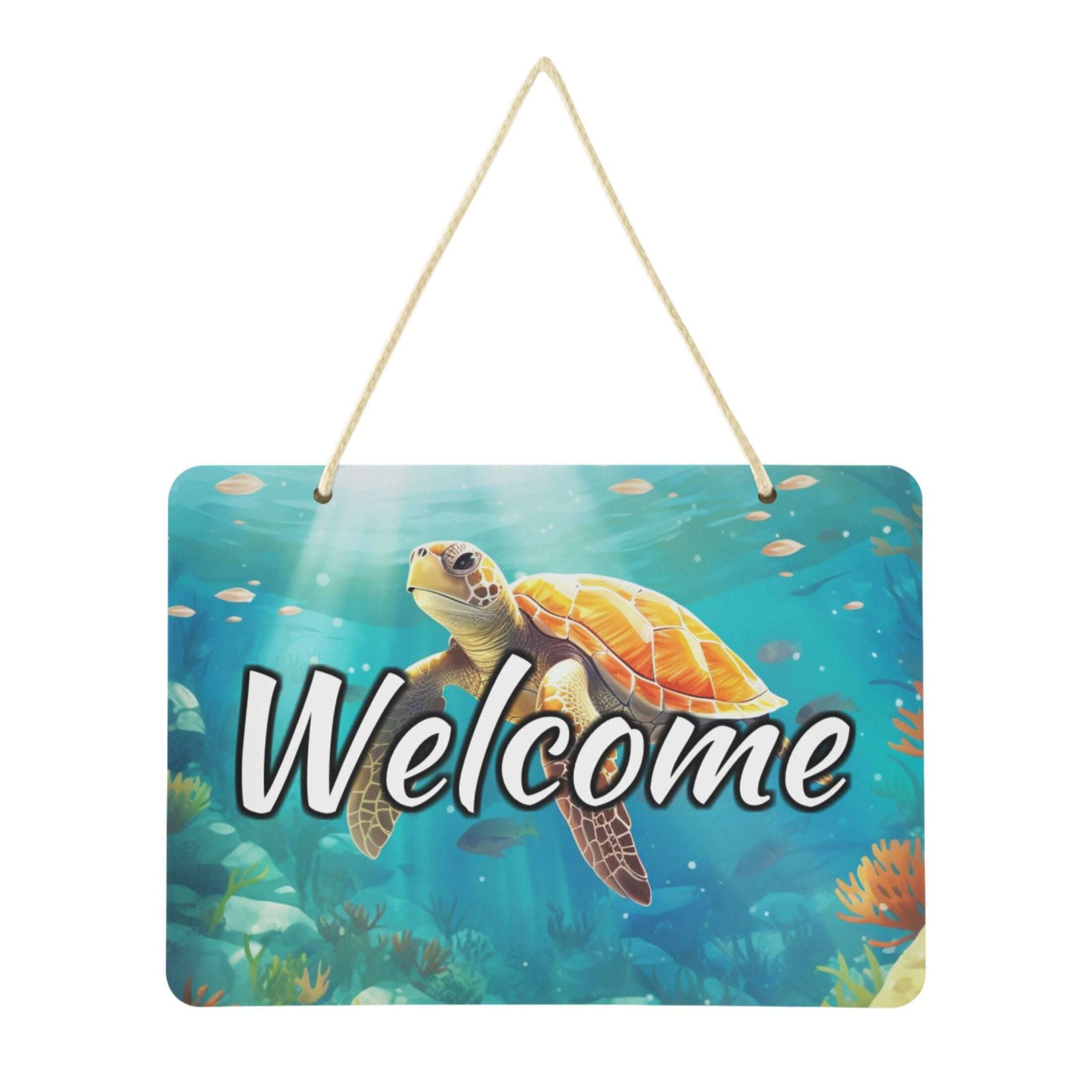 Welcome Door Sign Decoration Sea Turtle 13.8