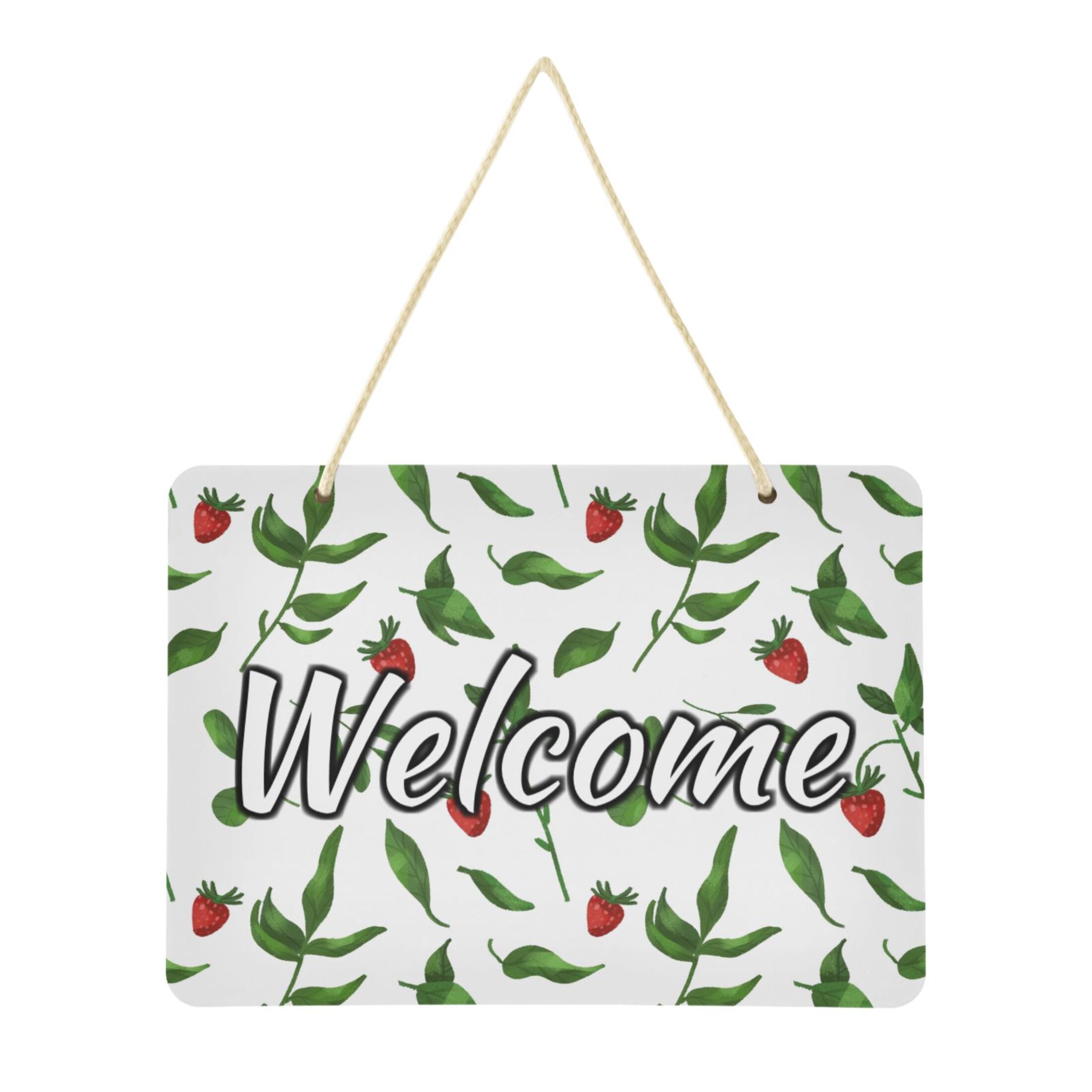 Door Sign Decoration Strawberry and Leaves 13.8" Rectangular
