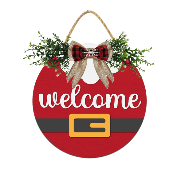 Welcome Door Sign Home Decor Round Wood Wreaths Wall Hanging Sign Farmhouse Porch Sign Front Door Decoration for Housewarming Gift All Seasons Holiday,12In