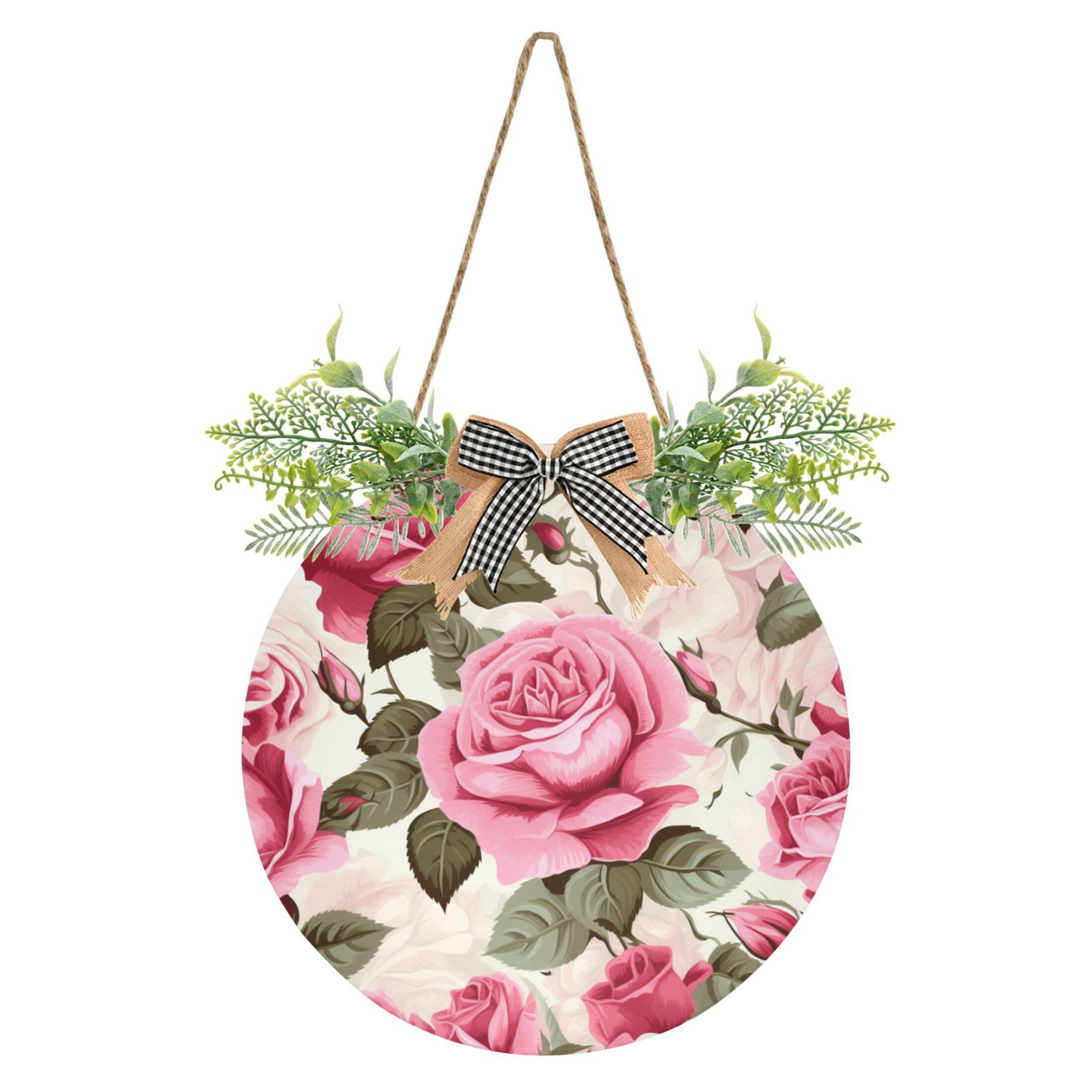 Welcome Door Sign Roses Flower 11.8