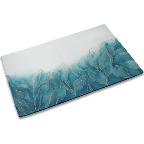 Welcome Doormat Blue Golden Liquid Marble Mat with Non-Slip Backing Indoor Outdoor Welcome Marble Door Mat for Entryway Porch Spring Summer Housewarming Gift 17 x 30 Inch
