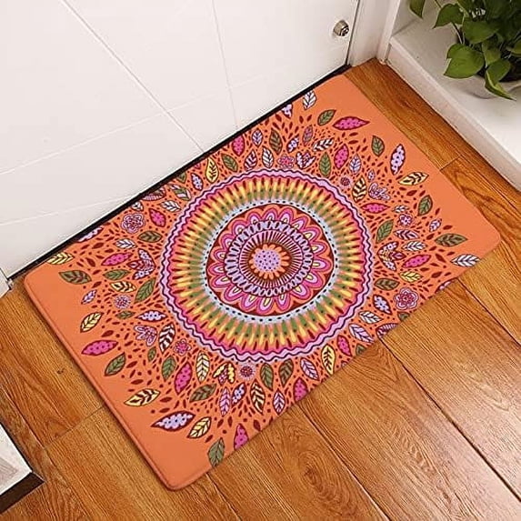 Welcome Doormat Bohemian Floral Printed Indoor Outdoor Entrance Door Mat Bath Rug Decorative Front Door Mats Kitchen Door Mats Porch Mats Home Decor 30 x18 Inch