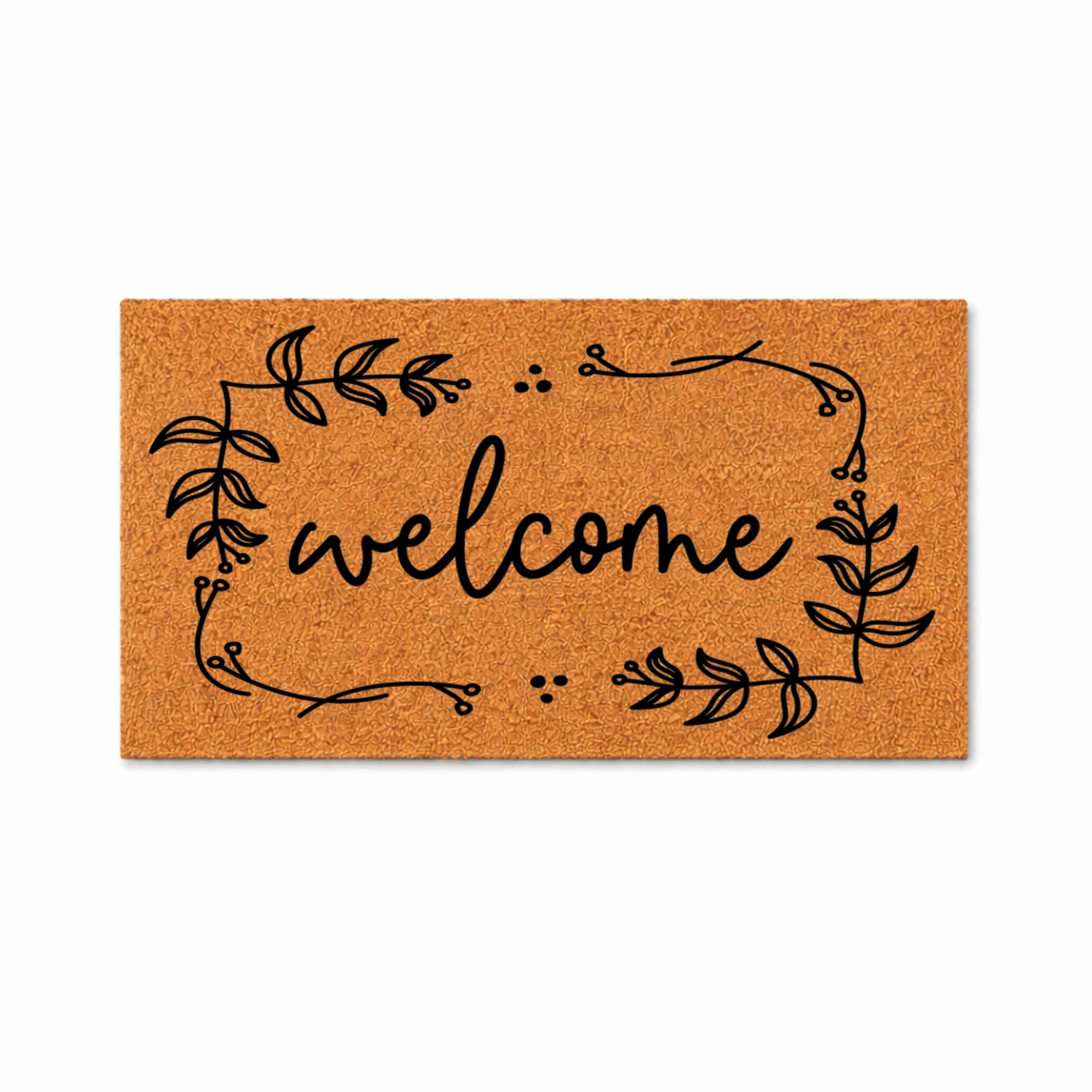 Welcome Botanical Border Doormat, Leaf Frame Front Door Mat, Indoor Outdoor Entryway Rug (24x36 inches) 1657