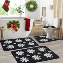 Welcome Doormat Christmas Christmas Absorbent Bathroom Bathroom Rug Set 4 Pc Set Snowflake Rugs Washable Non Slip Easy Care Holiday Decor For Festive Carpet Set