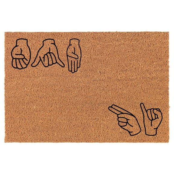 Welcome Doormat Coco Coir Door Mat Gift ASL Hi Bye Sign Language (30" x 18")