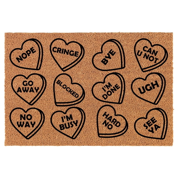 Welcome Doormat Coco Coir Door Mat Gift Anti Valentines Day Conversion Hearts Funny Sarcastic (24" x 16")