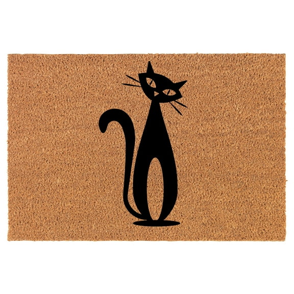 Welcome Doormat Coco Coir Door Mat Gift Atomic Cat Mid Century Modern Cat (24" x 16")