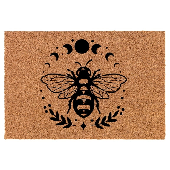 Welcome Doormat Coco Coir Door Mat Gift Bee and Moon (24" x 16")