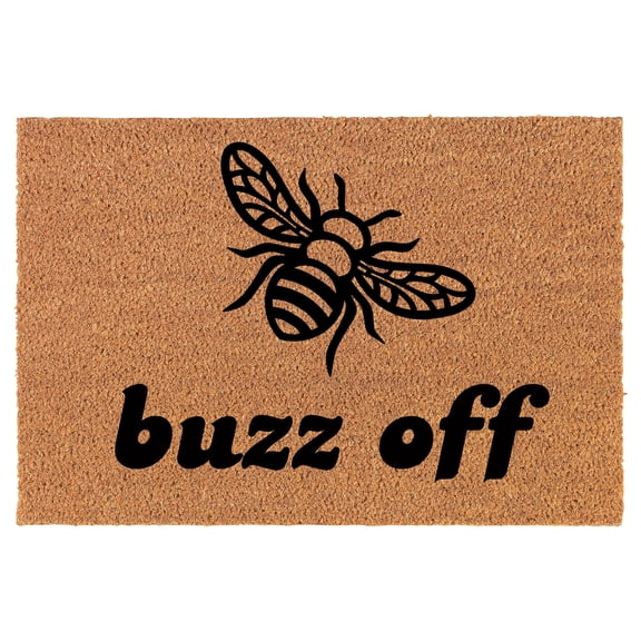 Welcome Doormat Coco Coir Door Mat Gift Buzz Off with Bee Funny (24" x 16")