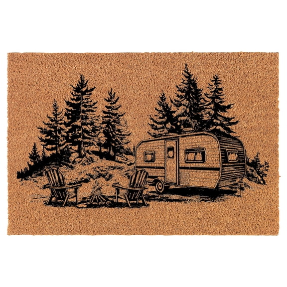 Welcome Doormat Coco Coir Door Mat Gift Camper in The Forest Camping (24" x 16")