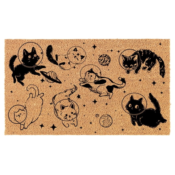 Welcome Doormat Coco Coir Door Mat Gift Cats in Space Funny (30" x 18")