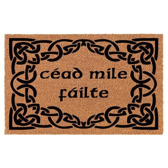 Welcome Doormat Coco Coir Door Mat Gift Cead Mile Failte Celtic Border A Thousand Welcomes Irish Welcome (30" x 18")