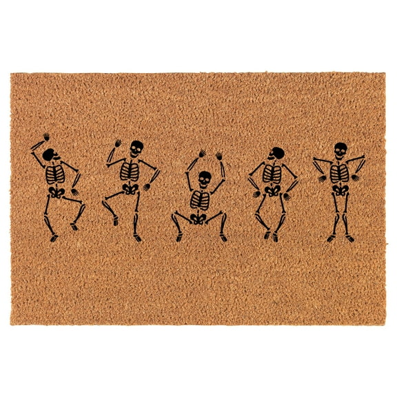 Welcome Doormat Coco Coir Door Mat Gift Dancing Skeletons Halloween (30" x 18")