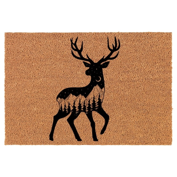 Welcome Doormat Coco Coir Door Mat Gift Deer Forest Mountains Stars (30" x 18")