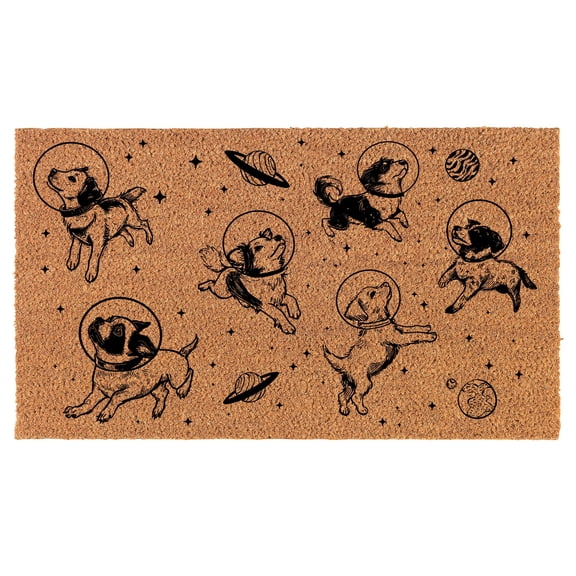 Welcome Doormat Coco Coir Door Mat Gift Dogs in Space Funny (30" x 18")