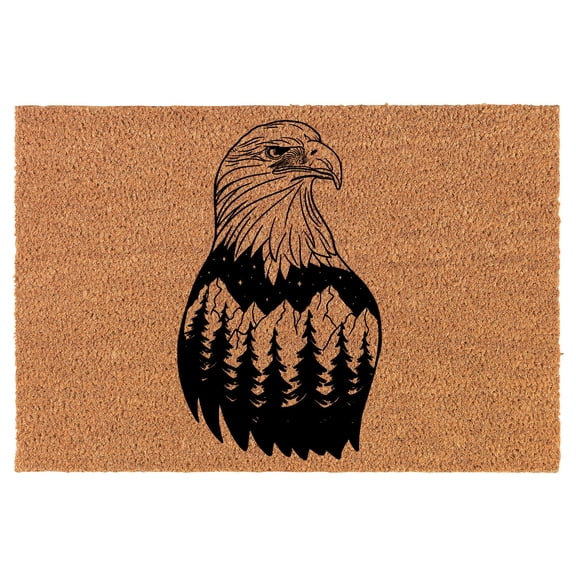 Welcome Doormat Coco Coir Door Mat Gift Eagle Forest Mountains Stars (30" x 18")