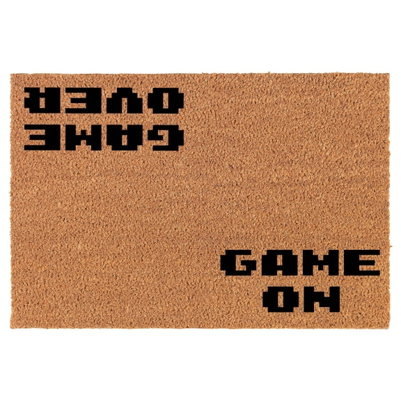 Welcome Doormat Coco Coir Door Mat Gift Game On Game Over Video Game Gamer Geek Funny (30" x 18")