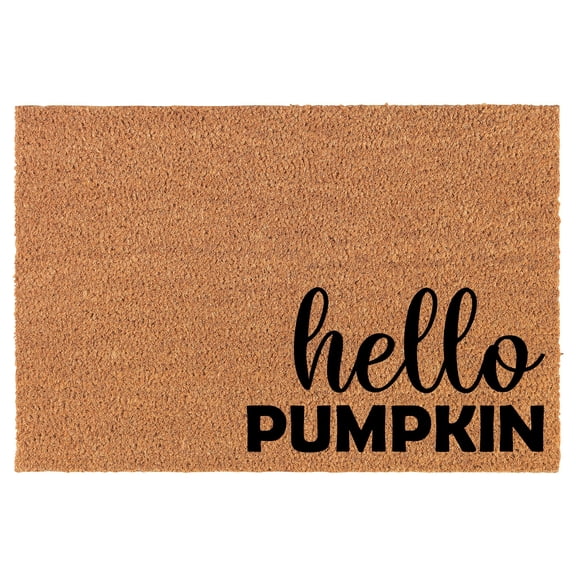 Welcome Doormat Coco Coir Door Mat Gift Hello Pumpkin CORNER Fall Halloween (30" x 18")