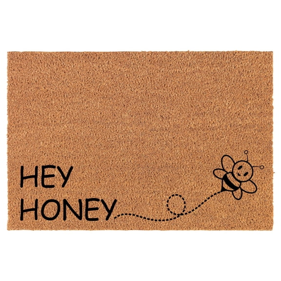Welcome Doormat Coco Coir Door Mat Gift Hey Honey Bee (30" x 18")