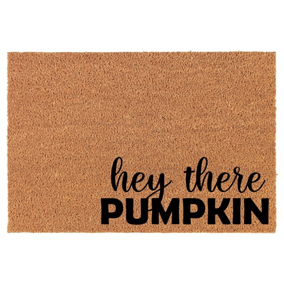 Welcome Doormat Coco Coir Door Mat Gift Hey There Pumpkin CORNER Fall Halloween (24" x 16")