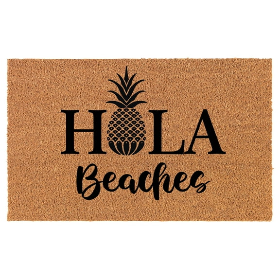 Welcome Doormat Coco Coir Door Mat Gift Hola Beaches Funny Pineapple Summer Beach (30" x 18")