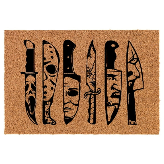 Welcome Doormat Coco Coir Door Mat Gift Horror Movie Knives Halloween (30" x 18")
