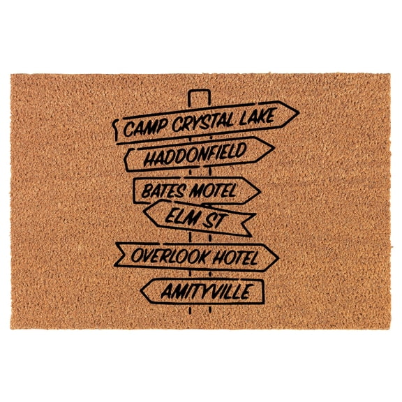 Welcome Doormat Coco Coir Door Mat Gift Horror Movie Street Signs Halloween (24" x 16")