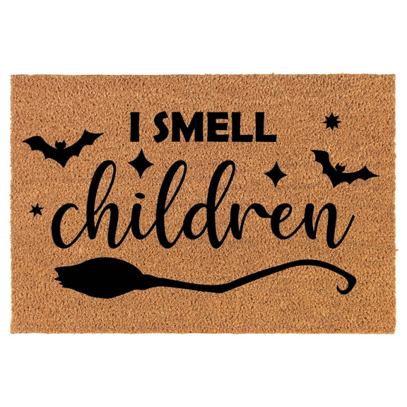 Welcome Doormat Coco Coir Door Mat Gift I Smell Children Witch Halloween (30" x 18")
